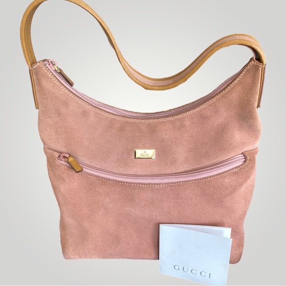Vintage Gucci Blush Pink Suede Shoulder Bag - Picture 12 of 12